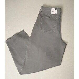 SO High Rise Barrel Leg Jeans Beige Frayed Raw Hem Women’s Size 17 33W Juniors